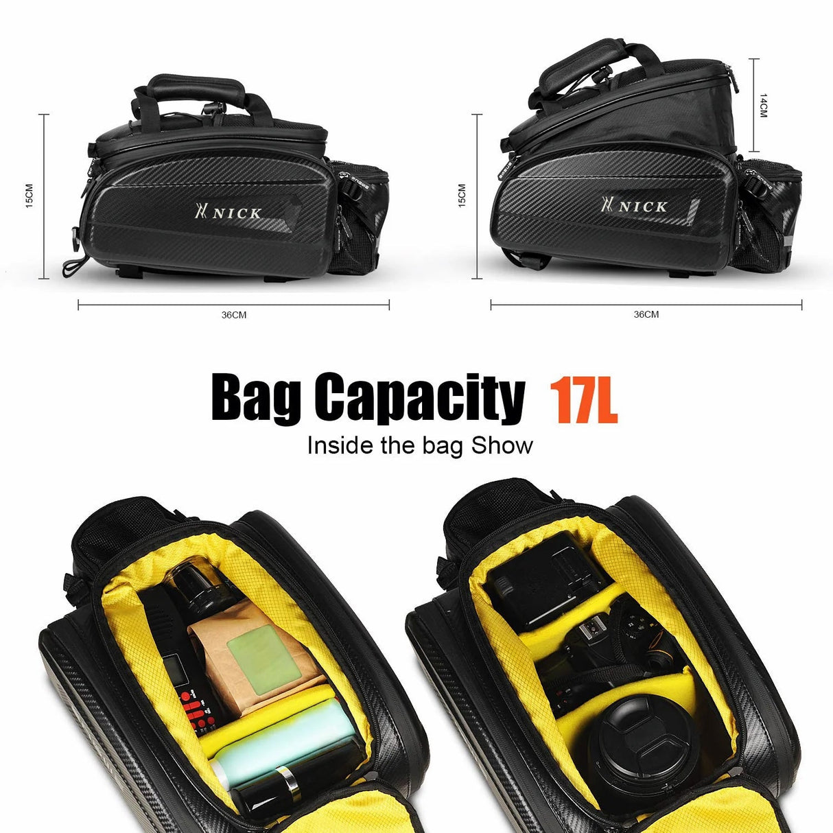 Sacoche de porte-bagages pour vélo NICK 17-35 litres